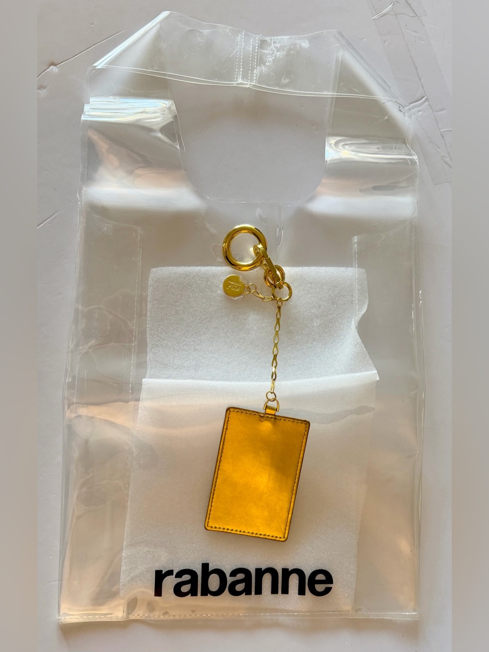 ✨authentic ✨Rabanne Gold-Tone Card Holder Keychain clear tote